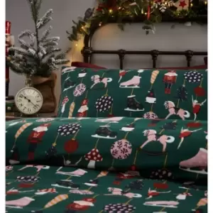 Image of Gonks Village Duvet Cover Set Green Double Reversible - Green - Portfolio Home