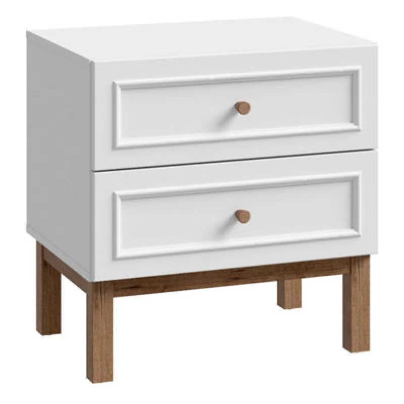 Image of Furniture To Go Wensley 2 Drawer Bedside Chest In Light Grey And Oak