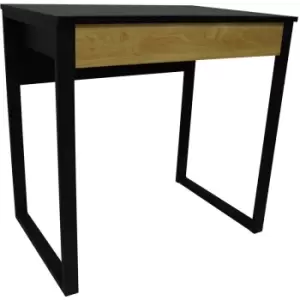 Image of LOOP - Compact Office Workstation / Computer Desk / Dressing Table - Black / Oak - Black / Light Oak