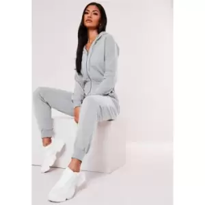 Image of Missguided Hooded Loop Back Jumpsuit - Grey