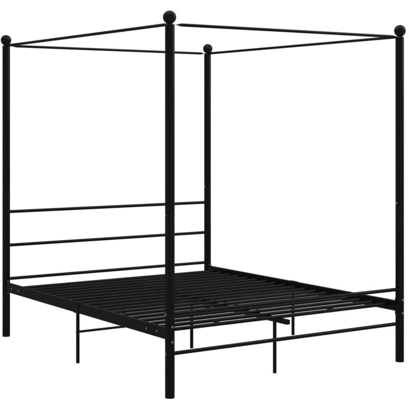 Image of VIDAXL Bed Frame with Canopy without Mattress Black 160x200cm Metal Vidaxl 8720286163788