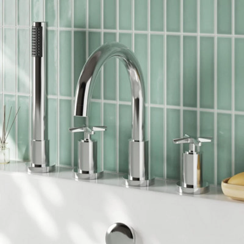 Image of Aztec 4 Tap Hole Bath Mixer Tap Chrome