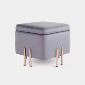 Image of Grey Velvet Storage Stool