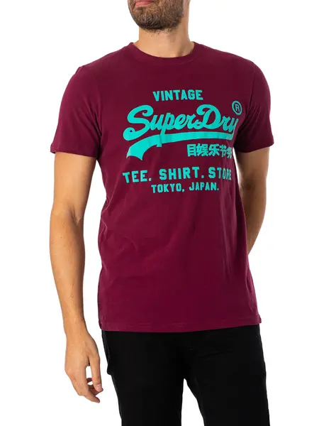 Image of Superdry Neon Vintage Logo T-Shirt Rich Berry Purple L