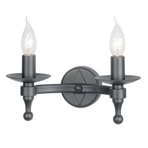 Image of 2 Light Indoor Candle Wall Light Graphite Black, E14