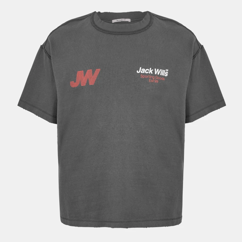 Image of Jack Wills Mens JW Sporty Initial Regular Fit T-Shirt Forged Iron male S