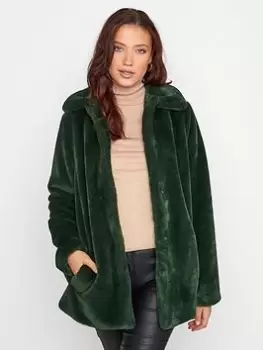Image of Long Tall Sally Faux Fur Jacket - Dark Green, Size 18, Women
