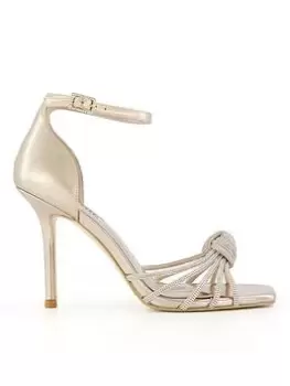 Image of Dune London Marvella Leather Diamante Knot Sandal, Gold, Size 8, Women