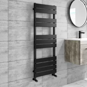 Image of Black Heated Towel Rail Radiator 1200 x 450mm - Tundra