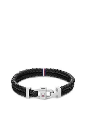 Image of Tommy Hilfiger 2790361 Carabiner Black Leather Double Layer Bracelet