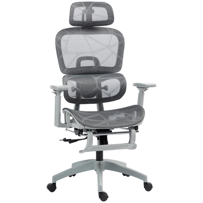 Image of HOMCOM Ergonomic Office Chair Swivel Computer Chair with 3D Armrest Grey Grey