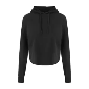 Image of AWDis Womens/Ladies Just Cool Cross Back Cropped Hoodie (XS) (Jet Black)