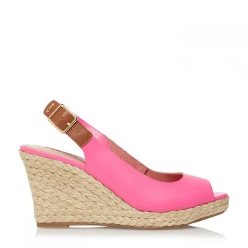 Image of Dune Pink Leather Kicks 2' High Wedge Heel Ankle Strap Sandals - 3