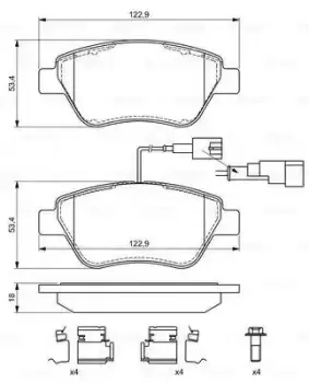 Image of Bosch 0986494698 Brake Pad Set Disc Brake Front Axle