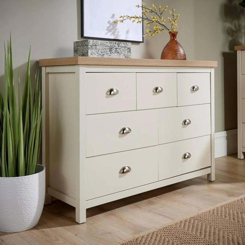 Image of Home Source Avon 7 Drawer Chest Bedroom Storage Unit Off White
