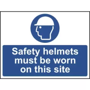Image of Safety helmets must be worn on this site - Sign - PVC (600 x 450mm)