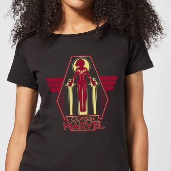 Image of Captain Marvel Flying Warrior Womens T-Shirt - Black