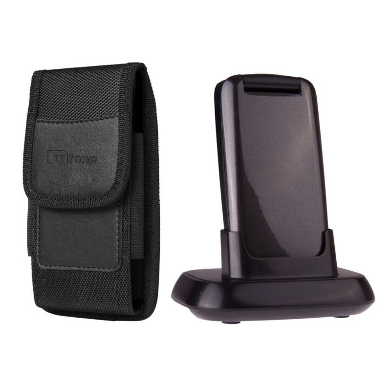 Image of TTfone TTfone Star TT300 Grey Flip Big Button Senior Mobile Bundle - Holster Case & Vodafone Pay As You Go