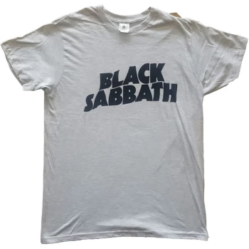 Image of Black Sabbath - Black Wavy Logo Unisex Medium T-Shirt - Grey