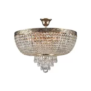 Image of Palace Semi Flush Ceiling Gold Antique & Crystal, 6 Light, E27
