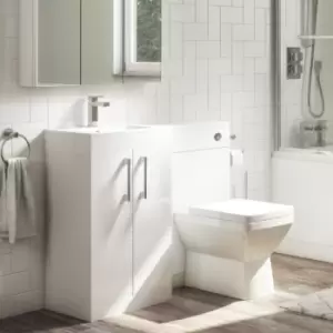 Image of 1000mm White Toilet and Sink Unit with Square Toilet- Ashford