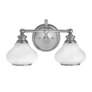 Image of IP44 Twin Wall Light Cased Opal Glass Shades Polished Chrome LED G9 3.5W