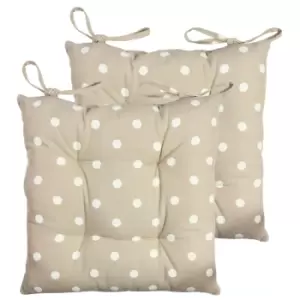Image of Furn. Polka Pintuck Polyester Filled Seat Pads With Ties (Pack Of 2) Cotton Natural
