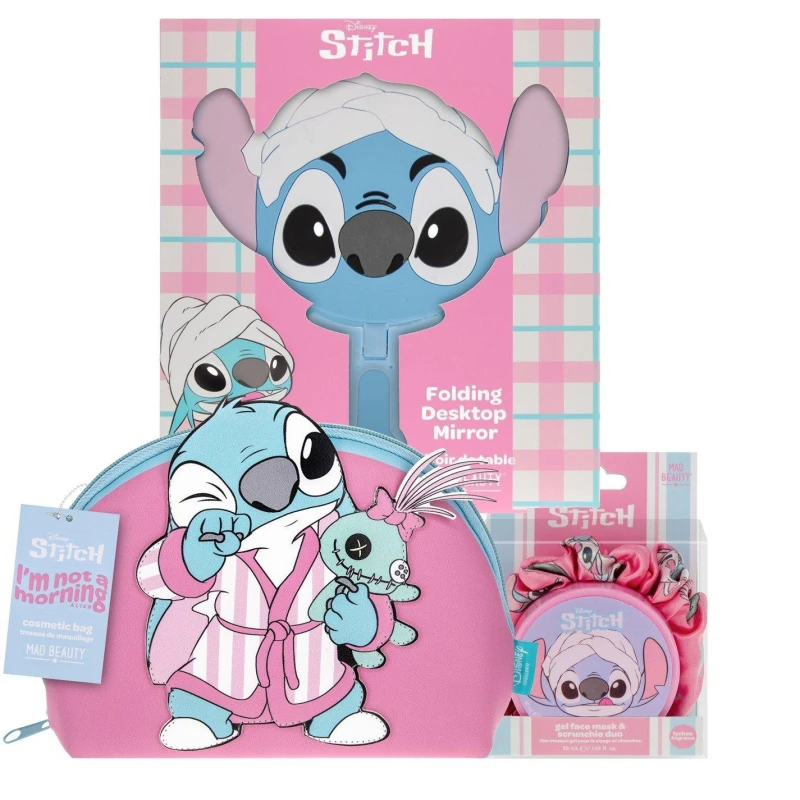 Image of Disney Stitch Stitch Pamper Set- Mirror Scrunchie Cosmetic Bag Multi female 1