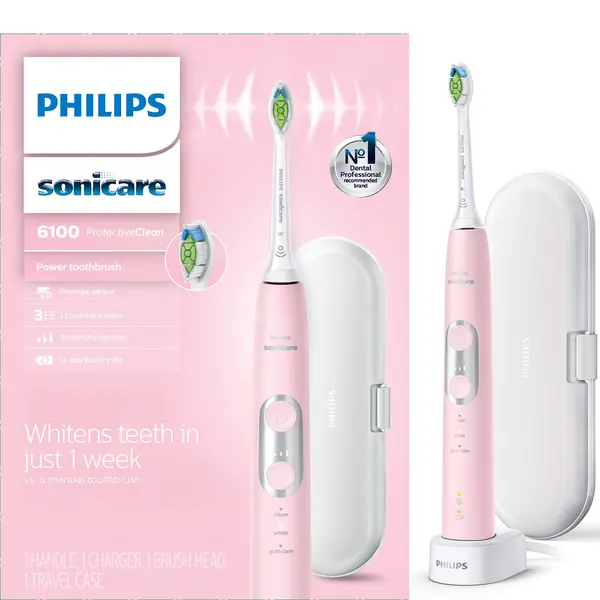 Image of Philips Sonicare ProtectiveClean 6100 HX6876/29 Pink Electric Toothbrush