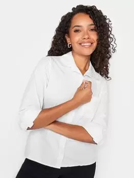 Image of M&Co Petite Petite Relaxed Poplin Shirt, White, Size 18, Women