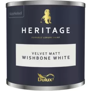 Image of Dulux Heritage Velvet Matt Wishbone White Matt Emulsion Paint 125ml