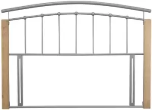 Image of Serene Tetras 4ft6 Double Silver And Beech Metal Headboard
