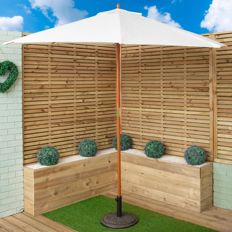Image of Samuel Alexander 2.7m Outdoor Wooden Garden Parasol Sun Shade with Carry Bag in Cream