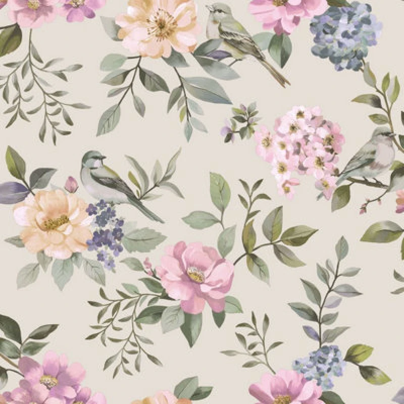 Image of Holden Decor Bird Garden Wallpaper Beige / Multi Holden 14192