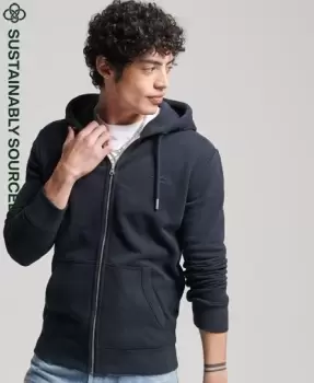 Image of Superdry Mens Organic Cotton Vintage Logo Embroidered Zip Hoodie Navy / Eclipse Navy - Size: Xxl