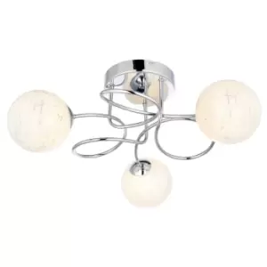 Image of Delos 3 Light Multi Arm Glass Semi Flush Ceiling Lamp Chrome