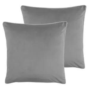 Image of Paoletti Meridian Twin Pack Polyester Filled Cushions Grey/Blush