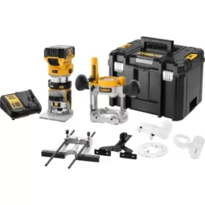 Image of DEWALT DCW604NT 18v XR Cordless Brushless 1/4" Router Kit 1 x 5ah Li-ion Charger Case & Accessories