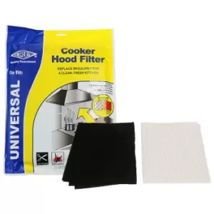 Image of Electruepart - UNIVERSAL Cooker Hood Extractor Grease Filter, Paper & Charcoal Fibre Filter Kit - White