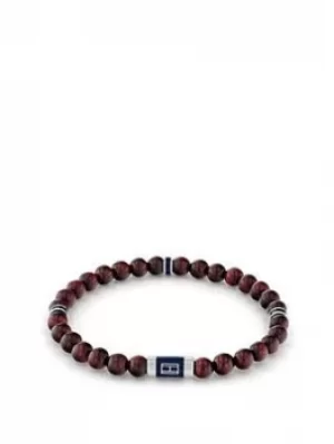 Image of Tommy Hilfiger Wood Beards Brown Bracelet, Brown, Men