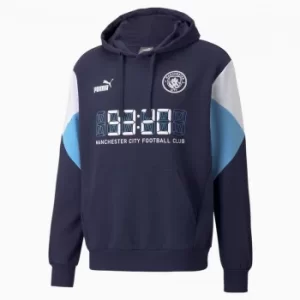 Image of PUMA Man City Ftblculture Mens Football Hoodie, Peacoat/White, size Small, Clothing
