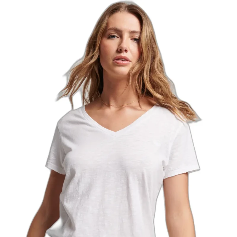 Image of Superdry Plain V-Neck T-Shirt White Women 12;14