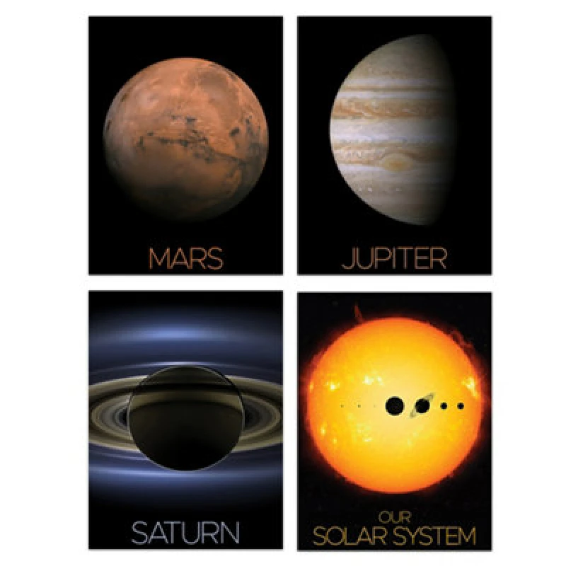 Image of Artery8 Wall Art Print Set Of 4 Nasa Our Solar System The Sun And Planets Size Comparison Mars Jupiter Saturn Images