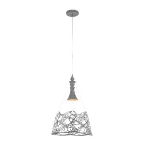 Image of Elva Dome Ceiling Pendant Lamp Grey, 1 Light, E27