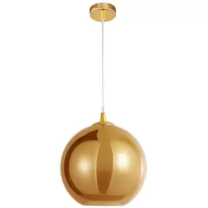 Image of Greensboro 25cm Dome Pendant Ceiling Light Gold Glass Chrome Aluminium LED E27 - Merano