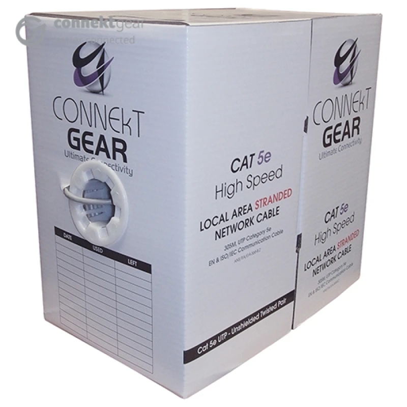 Image of connektgear 305m CAT5e UTP Stranded Network Cable Drum - 24AWG - Grey