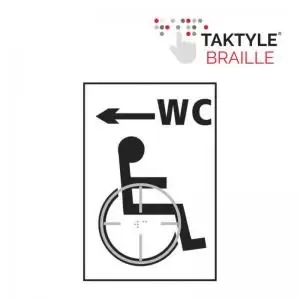 Image of Disabled WC Arrow Left&rsquo; Sign; Self Adhesive Taktyle; White
