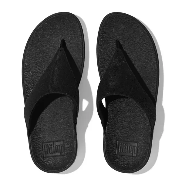 Image of Fitflop Womens Lulu Shimmerlux Toe Post Sandals UK Size 4 (EU 37) All Black FIT084-ALLBLK-4