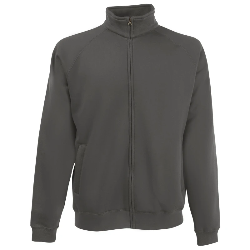 Image of Fruit Of The Loom Fruit of the Loom Men Full Zip Sweat Jacket in Mid Grey Size: Small Mid Grey S Male 5055747642445
