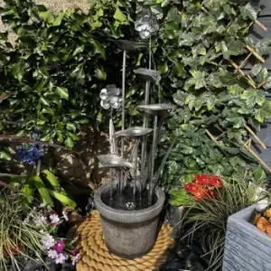 Image of Tranquility Water Features - Zinc Flower & Pot Solar Powered Water Feature